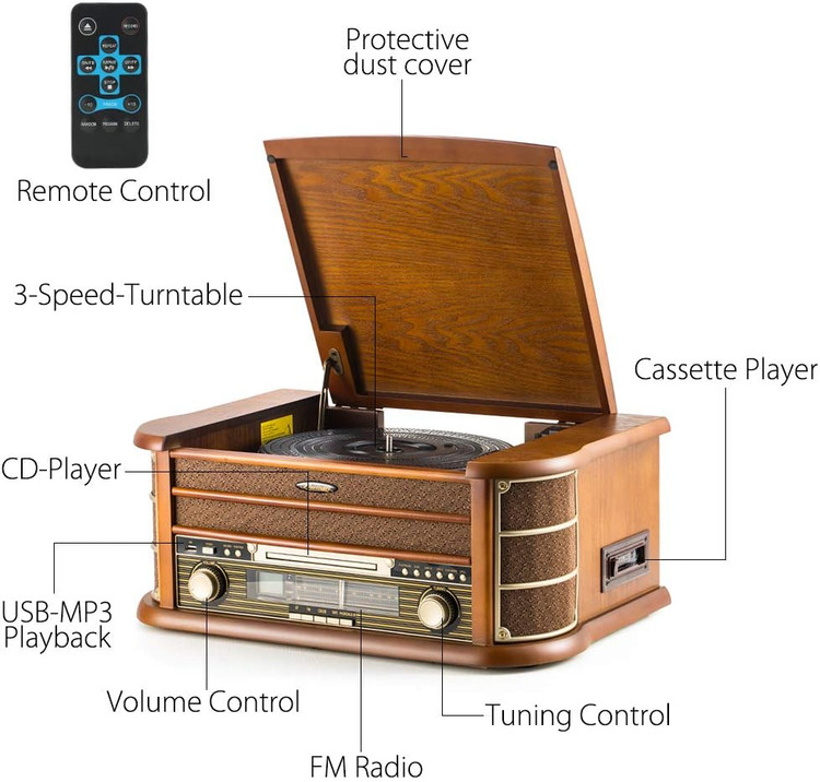 خرید گرامافون وینیل پلیر شومان با طراحی چوبی