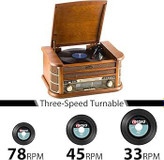 رادیو گرامافون دیجیتال هفت کاره سه سرعته با قابلیت پخش صفحه های 33 دور و 45 دور و 78 دور