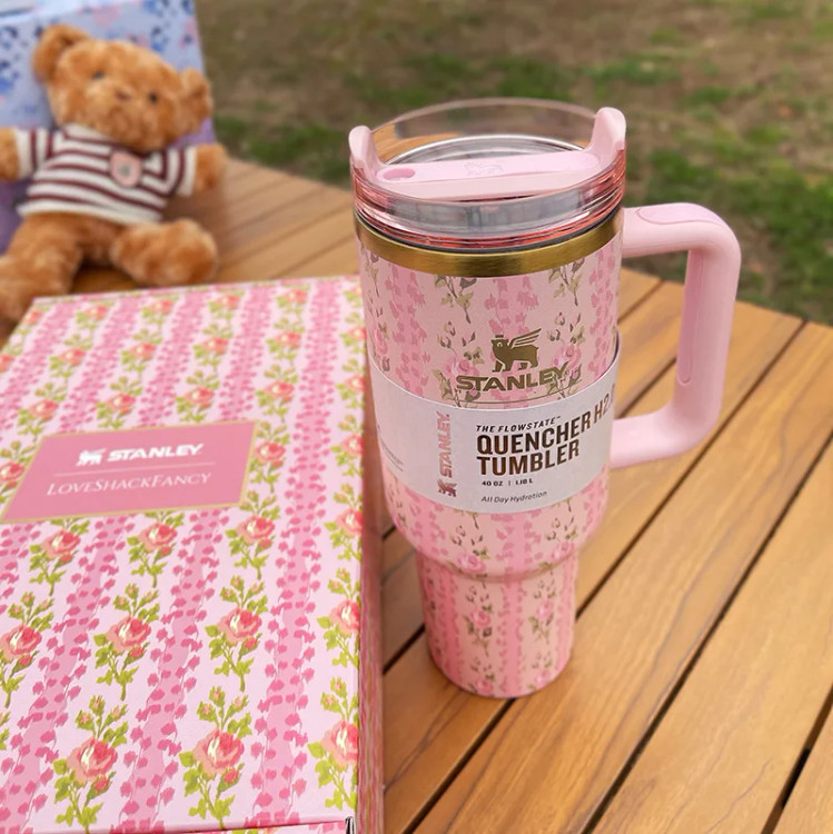 ماگ استنلی صورتی گل دار