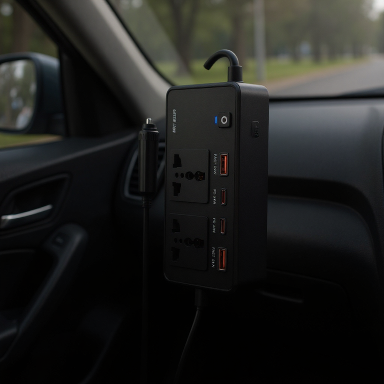 تصویر مبدل فندکی گرین لایون در خودرو در حال استفاده