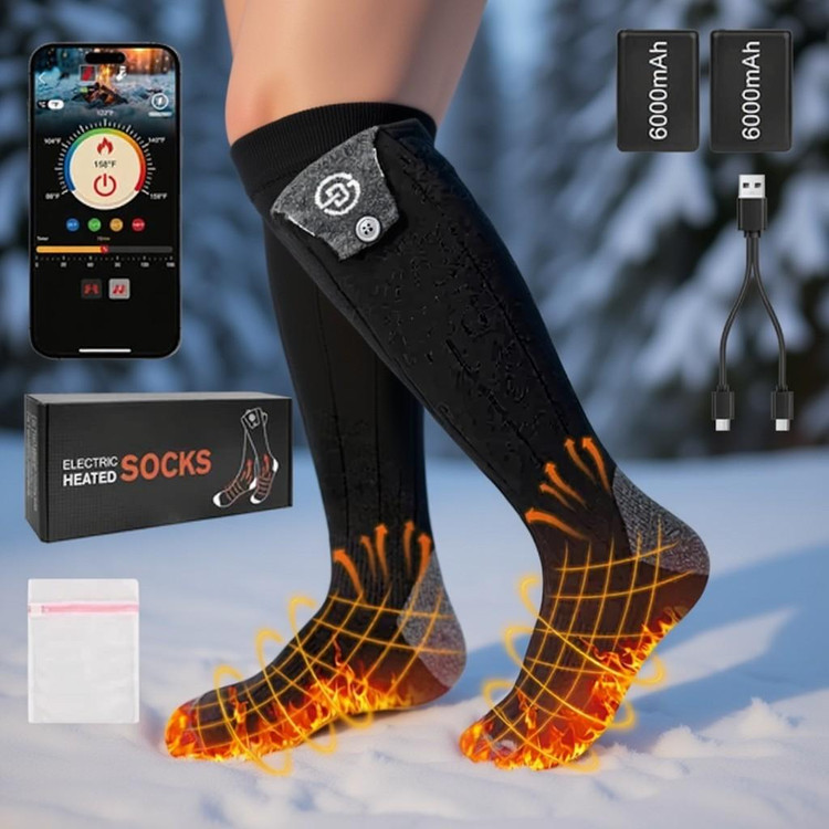 جوراب گرمایشی هوشمند 6000 میلیآمپری با کنترل بلوتوثی