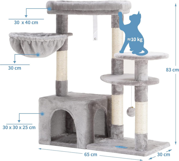 خرید درخت گربه مدرن چندطبقه با سبد و آویز