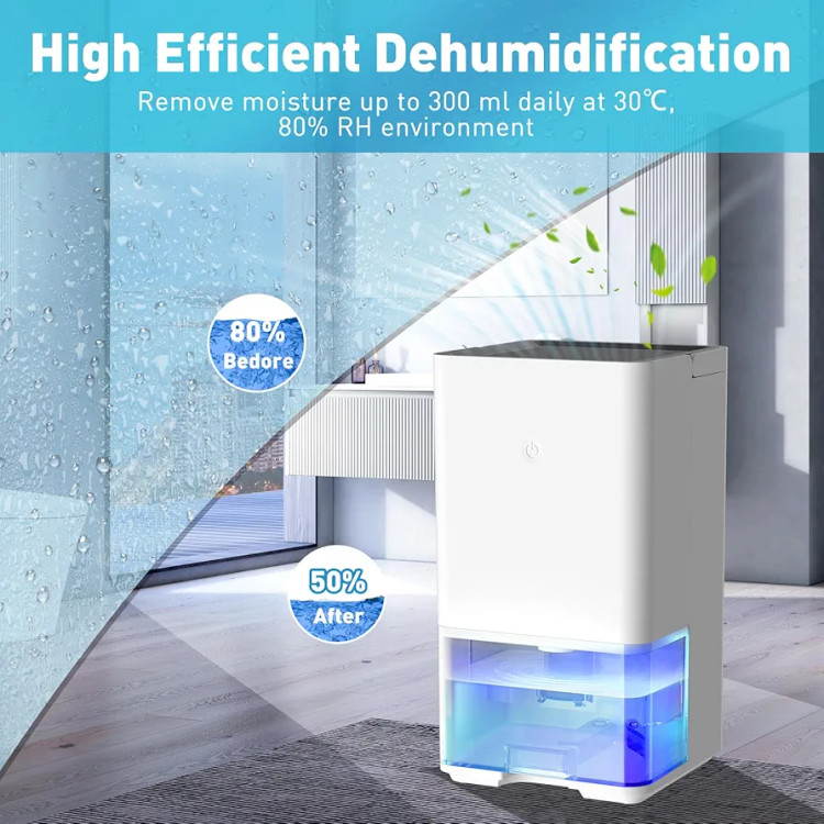 قرارگیری دستگاه رطوبتگیر دی اچ روی میز اتاق خواب با طراحی مدرن