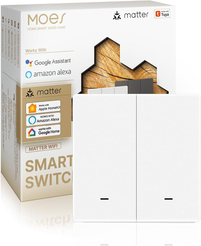 کلید هوشمند MOES دو پل با پشتیبانی Matter و HomeKit