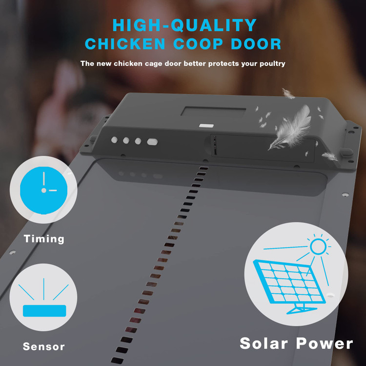 درب اتوماتیک مرغداری خورشیدی Fuzzy Bird با پنل خورشیدی و باتری قابل شارژ