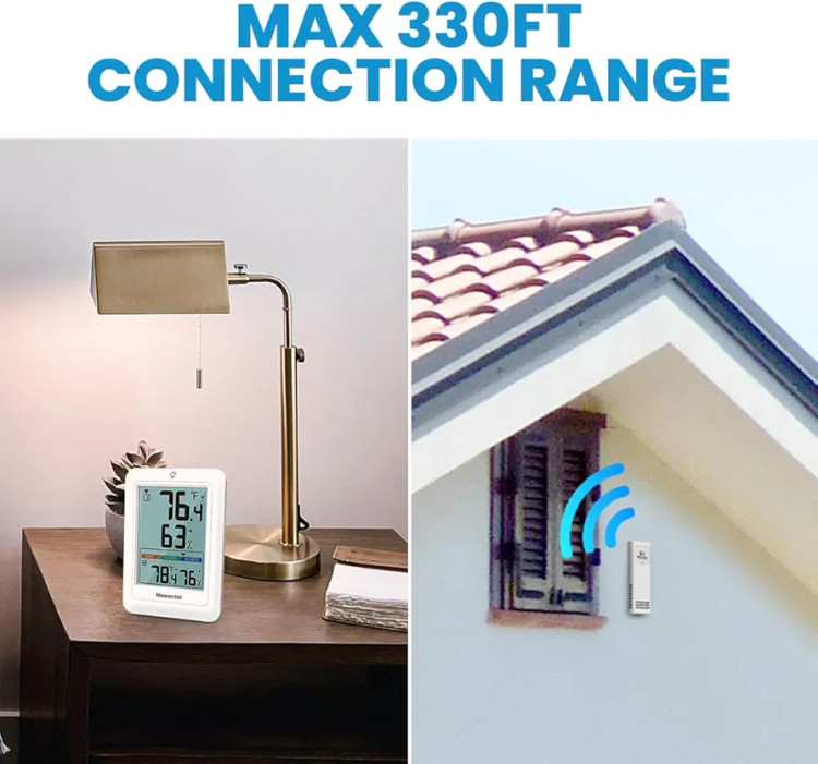 رطوبتسنج بیسیم با سنسور خارجی برای استفاده در خانه و گلخانه