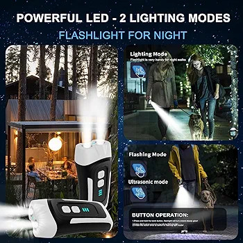 دستگاه کنترل رفتار سگ با نور LED فعال در تاریکی شب.