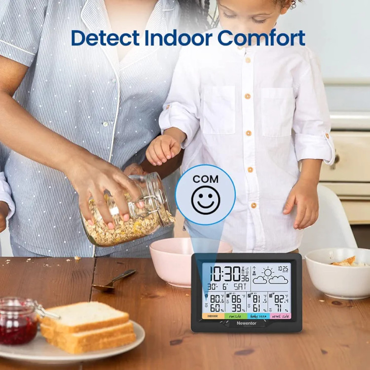 پایش دمای اتاق کودک توسط مانیتور شرایط جوی خانگی.