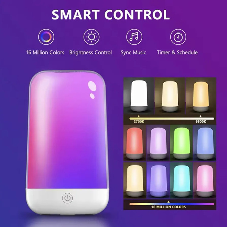 رقص نور جذاب چراغ دکوراتیو ریتمیک در کنار مانیتور گیمینگ.