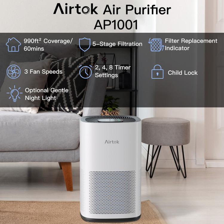 استفاده از تصفیه هوای AIRTOK H13 در اتاق خواب با حالت خواب بیصدا