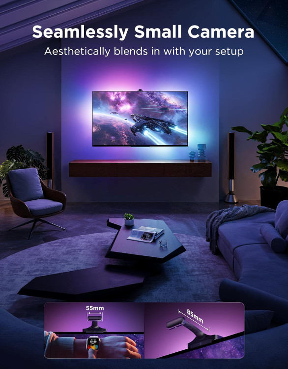 نورپردازی محیطی تلویزیون با ریسه RGBWWIC گووی و افکت سینمایی