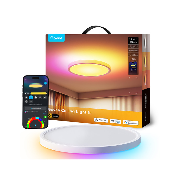 چراغ سقفی هوشمند 30 سانتی گووی Ceiling Light 1S نصب شده در سقف اتاق نشیمن