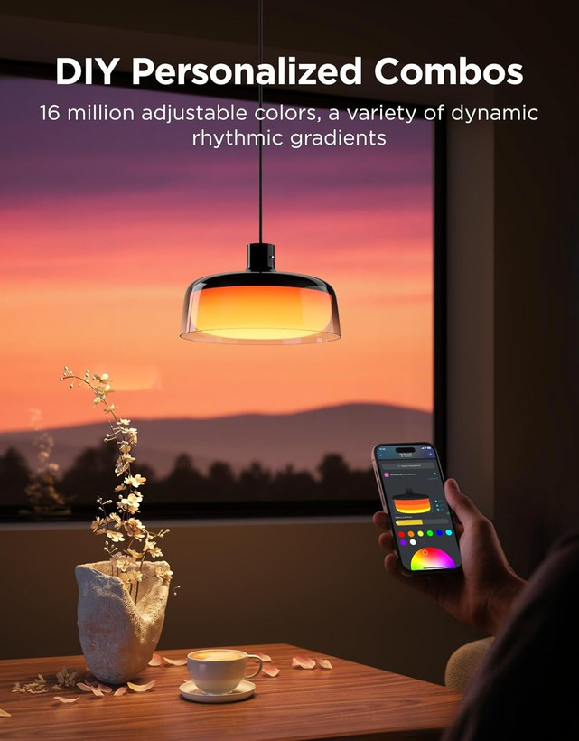 ۲. نمای چراغ آویز Govee Pendant Light H60C1 با نورپردازی ۳۶۰ درجه