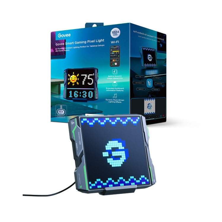 چراغ پیکسلی هوشمند گووی H۸۶۳۰ روشن با نمایش هنر پیکسلی روی صفحه LED