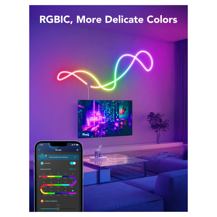 ریسه هوشمند نئون فلکسی 3 متری Govee RGBIC LED Neon Rope Lights H61A0