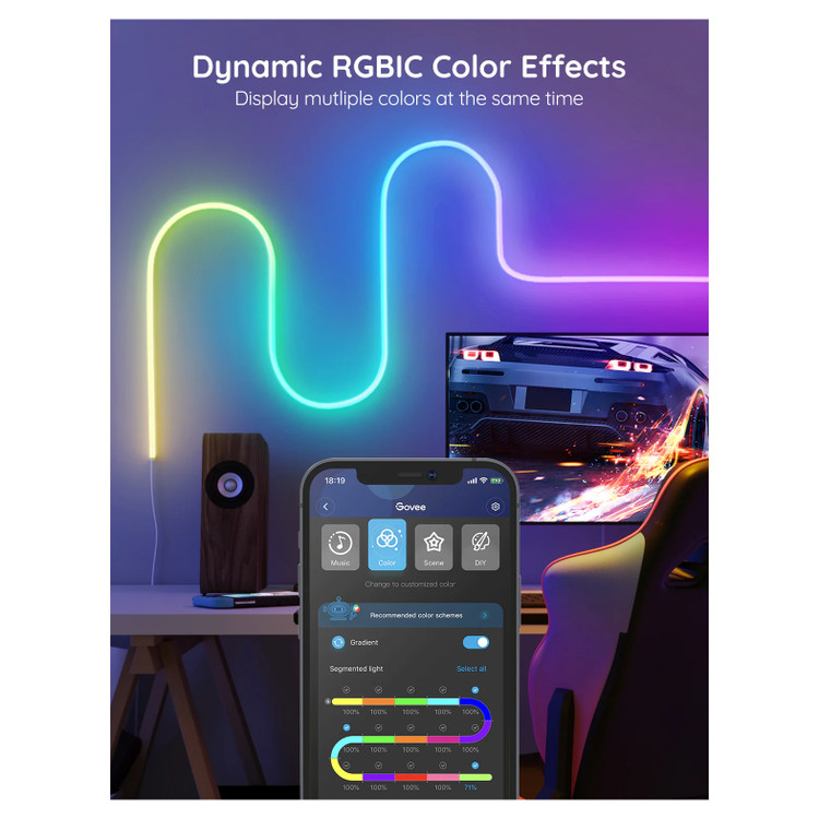 ریسه هوشمند نئون فلکسی 3 متری Govee RGBIC LED Neon Rope Lights H61A0