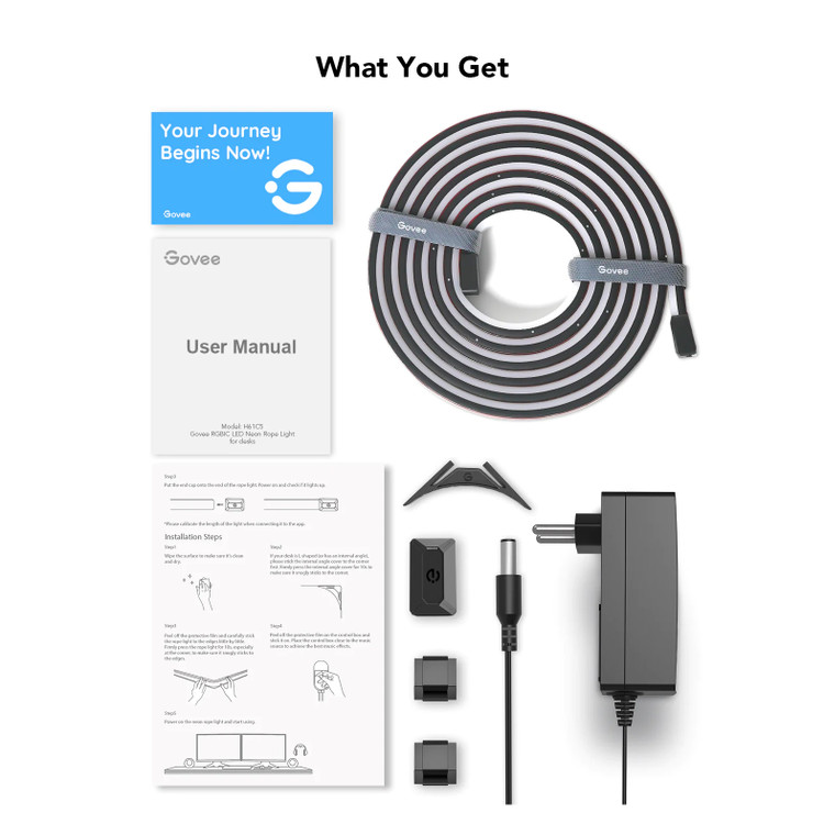 ریسه هوشمند نئون فلکسی قابل برش 3 متری Govee RGBIC LED Neon Rope H61C3
