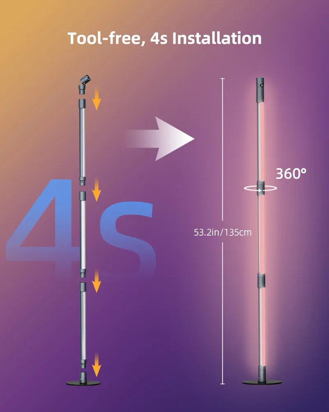 چراغ ایستاده RGB هوشمند DBCMEW با کنترل اپلیکیشن و همگامسازی با موسیقی