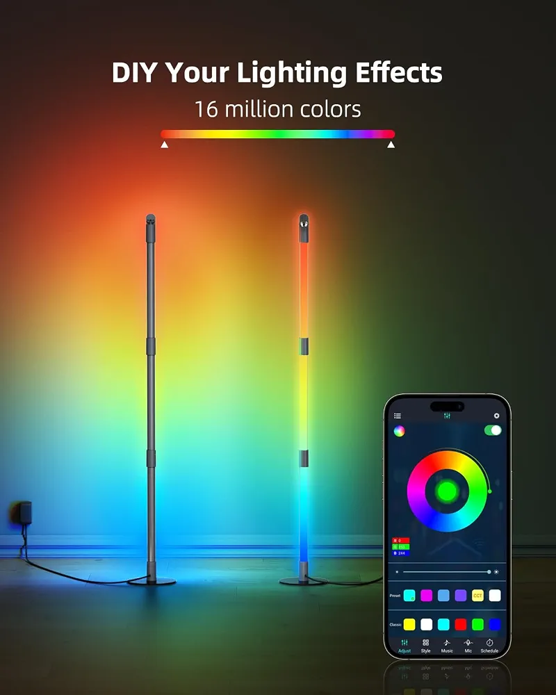 چراغ ایستاده RGB هوشمند DBCMEW با کنترل اپلیکیشن و همگام‌سازی با موسیقی