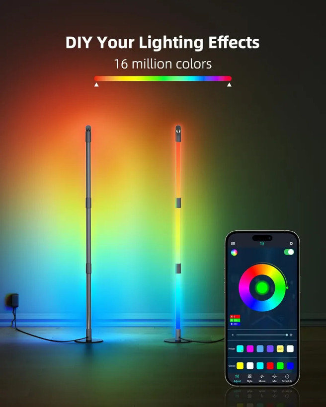 چراغ ایستاده RGB هوشمند DBCMEW با کنترل اپلیکیشن و همگامسازی با موسیقی