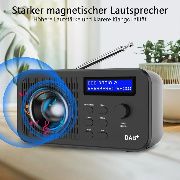 رادیو دیجیتال DAB+ FM با اسپیکر داخلی و باتری ۲۵۰۰ میلیآمپرساعت