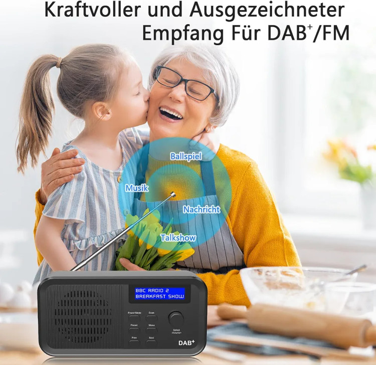 رادیو دیجیتال DAB+ FM با اسپیکر داخلی و باتری ۲۵۰۰ میلیآمپرساعت