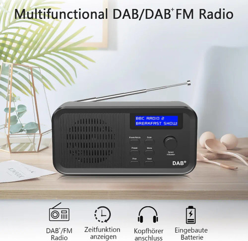 رادیو دیجیتال DAB+ FM با اسپیکر داخلی و باتری ۲۵۰۰ میلیآمپرساعت