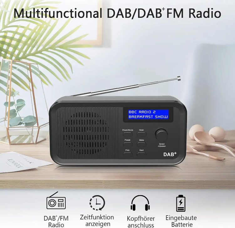رادیو دیجیتال DAB+ FM با اسپیکر داخلی و باتری ۲۵۰۰ میلیآمپرساعت