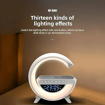 اسپیکر بلوتوثی رومیزی با شارژر وایرلس ۱۵ وات و نورپردازی LED مدل BT-3401