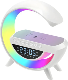 اسپیکر بلوتوثی رومیزی با شارژر وایرلس ۱۵ وات و نورپردازی LED مدل BT-3401