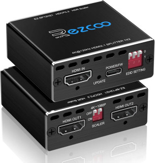 اسپلیتر HDMI 2.1 Rezcoo EZ-SP12H21 1×2 با پشتیبانی 8K@60Hz و 4K@120Hz