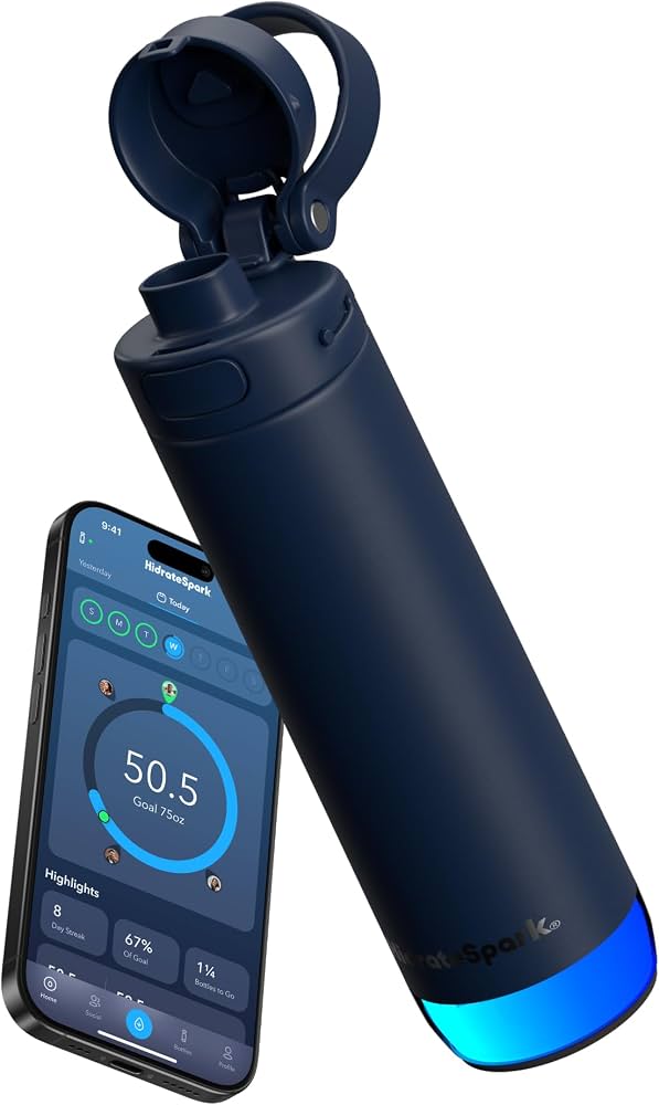 بطری هوشمند آب HidrateSpark PRO 2 با ردیابی خودکار و یادآوری LED