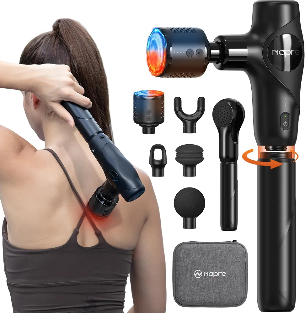 ماساژور تفنگی شارژی NAPRE NEG-301 با گرمایش و ۵ سری تعویضی