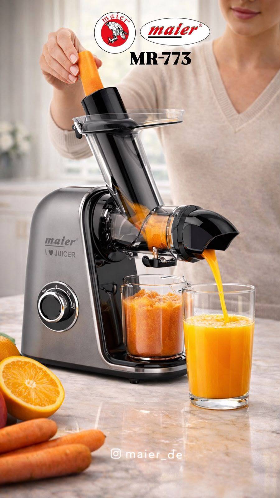 عصاره گیر استیل مایر MR773 با موتور 1200 وات دو سرعته