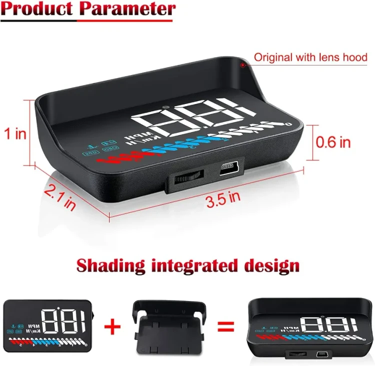 هدآپ دیسپلی خودرو HUD M7 New با نمایشگر ۳.۵ اینچی و پشتیبانی از OBD2 و GPS