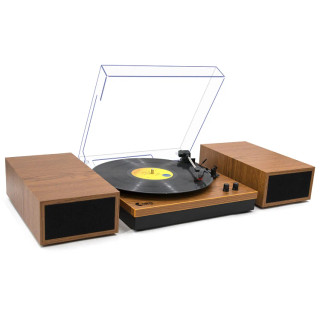گرامافون وینیل VINYL MUSIC ON با دو اسپیکر خارجی و طراحی چوبی