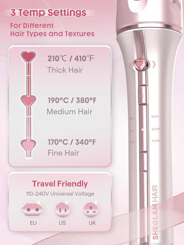 اتو مو چرخان خودکار SHEGLAM Cupid's Charm 32mm اورجینال