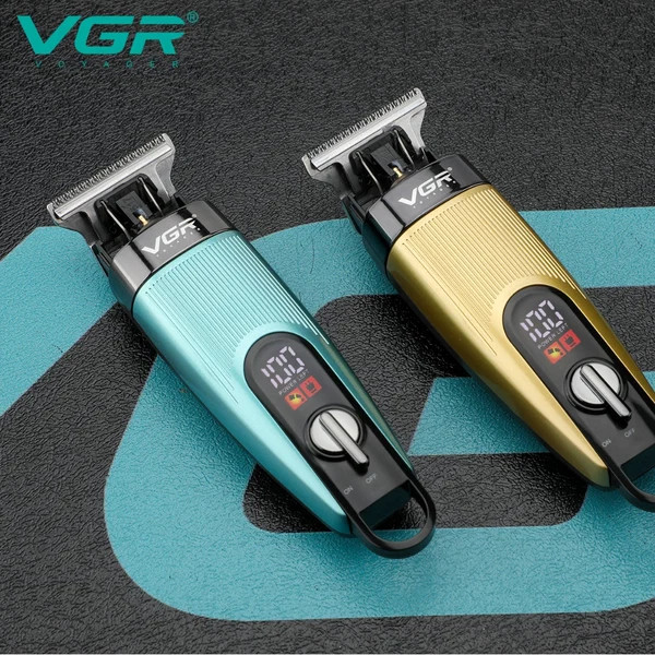 ماشین اصلاح سر و صورت VGR V-975 با تیغه استیل ضد زنگ و نمایشگر LED