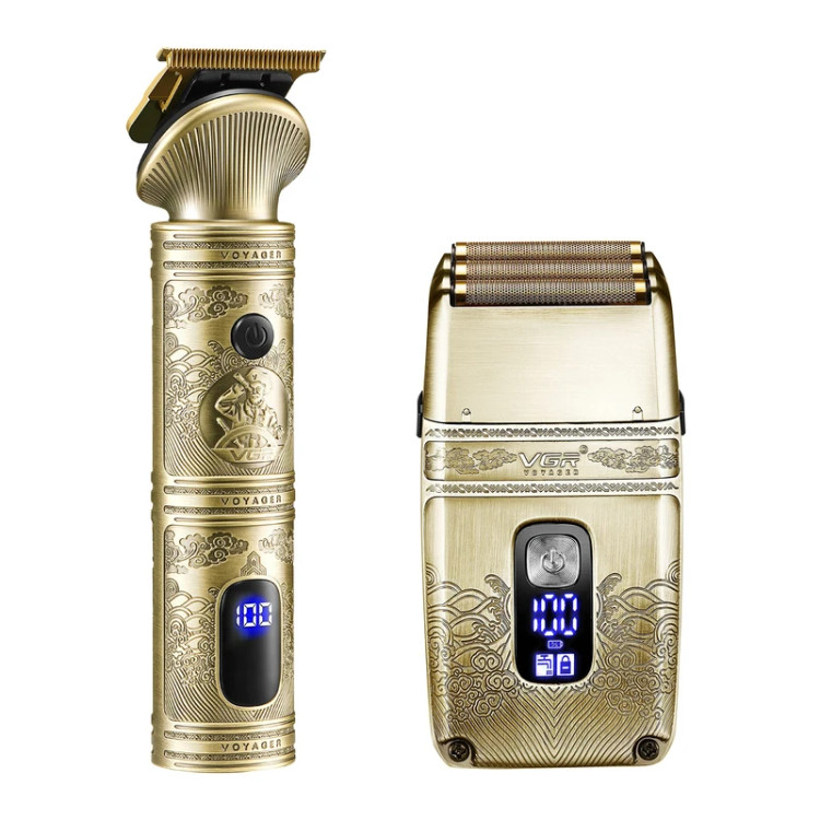 ست ماشین اصلاح و شیور VGR V-649 با بدنه فلزی طلایی