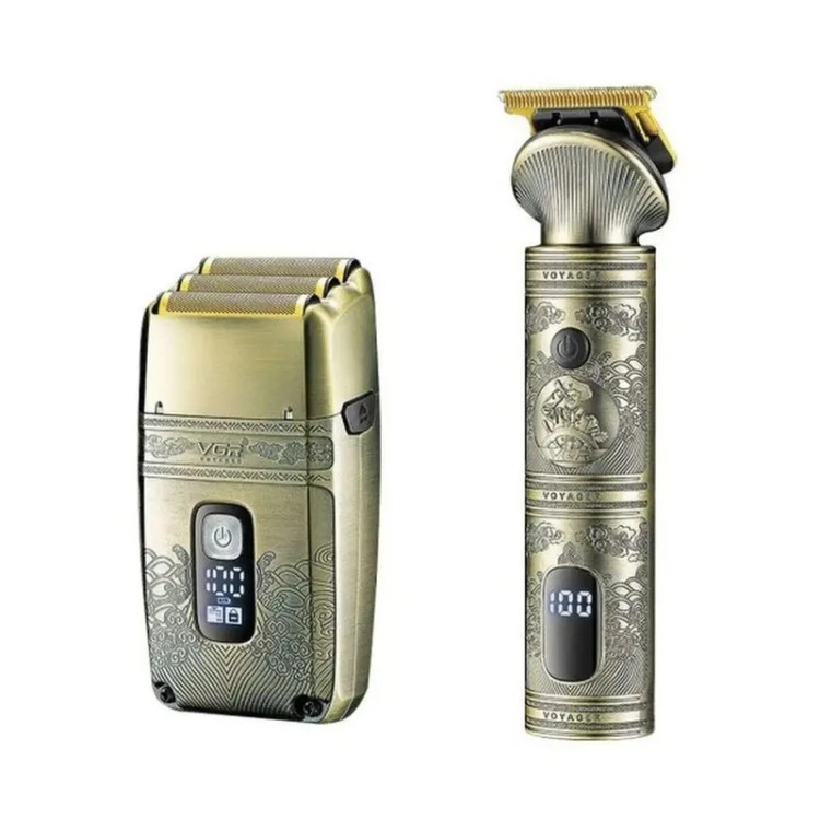 ست ماشین اصلاح و شیور VGR V-649 با بدنه فلزی طلایی
