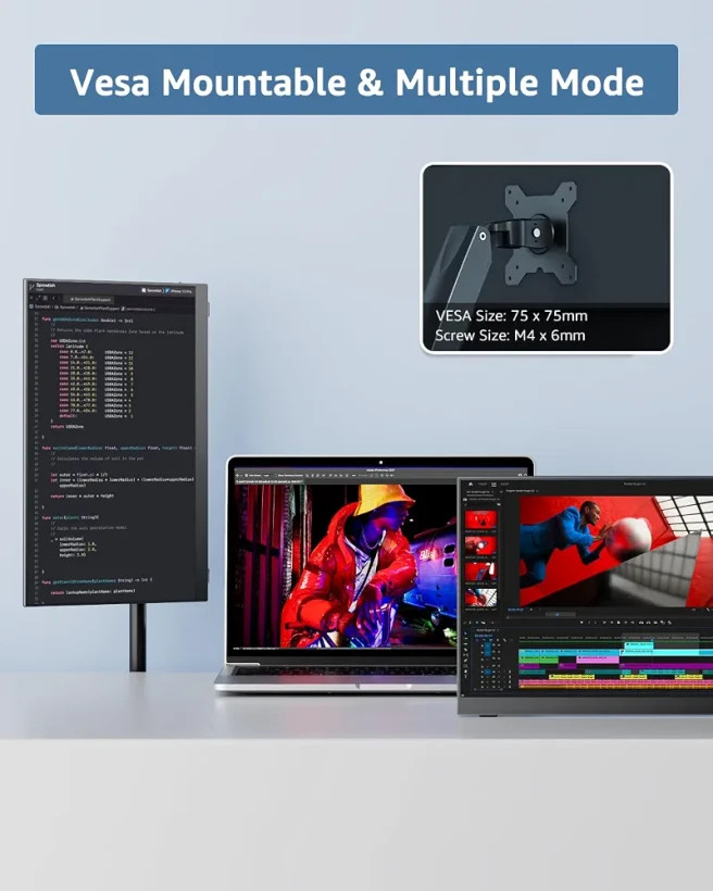 مانیتور قابل حمل YODOIT PTM15 با نمایشگر 15.6 اینچی IPS و کیفیت Full HD