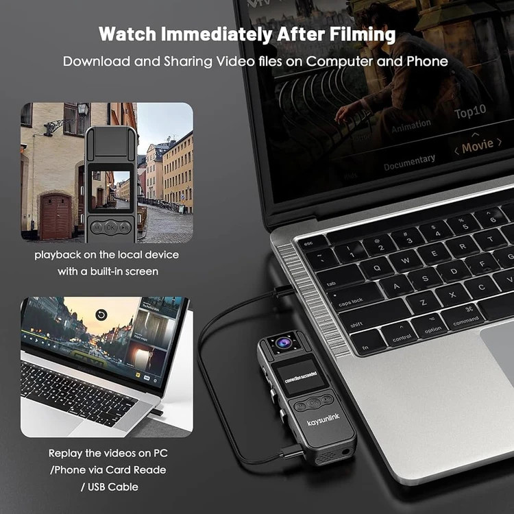 دوربین بدنی Kaysunlink H82 با حافظه 128GB و فیلمبرداری Full HD