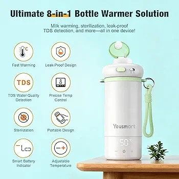 شیرگرمکن قابل حمل نوزاد Yousmart HB02 با باتری ۱۱۰۰۰ میلیآمپرساعت