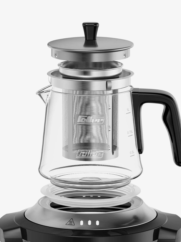 سماور برقی شیشهای فلر مدل TS390 | نمایشگر دیجیتال و شیر ضدچکه