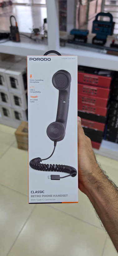 گوشی تلفن کلاسیک رومیزی Porodo PD569BK Type-C