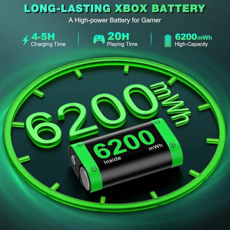 خرید باتری شارژی کنترلر Xbox با دو باتری قابل شارژ و کابل USB-C