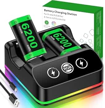 باتری شارژی کنترلر Xbox DINOSTRIKE با داک شارژ و نورپردازی RGB برای بازی طولانی‌مدت
