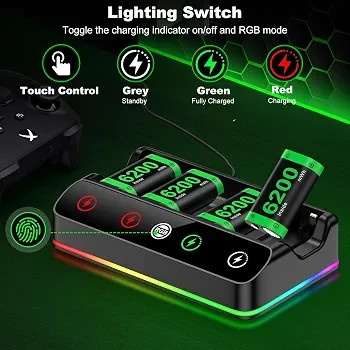پک باتری شارژی HELLCOOL با اتصال USB Type-C برای کنترلر Xbox
