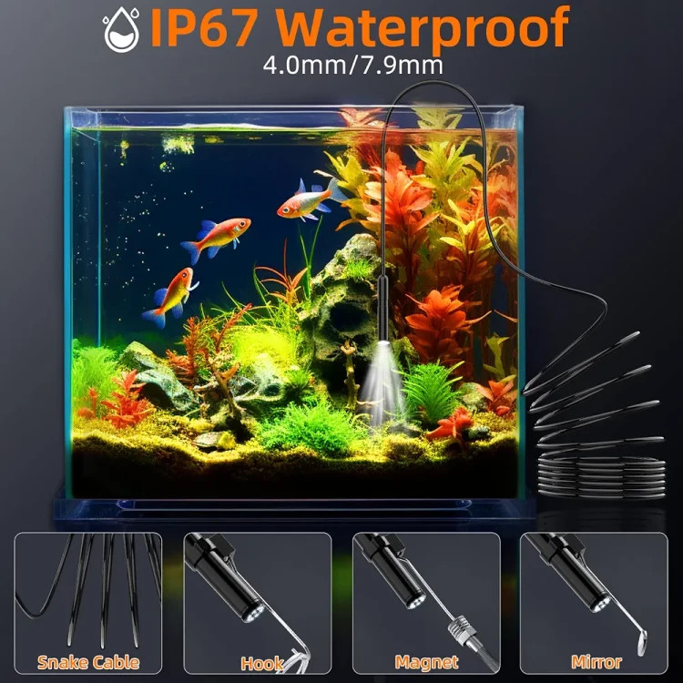 دوربین آندوسکوپی صنعتی Ennovor با کابل نیمهسخت ۵ متری و ۸ چراغ LED - تصویر 6