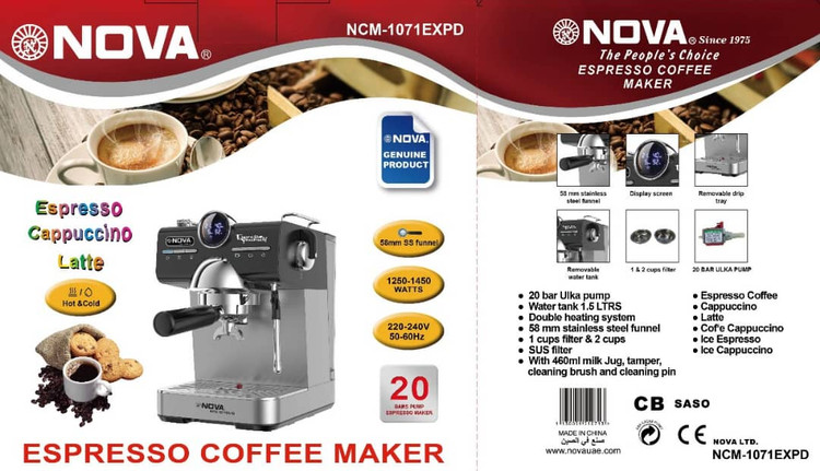 اسپرسوساز نوا مدل NCM-1071EXPD با طراحی مدرن رومیزی